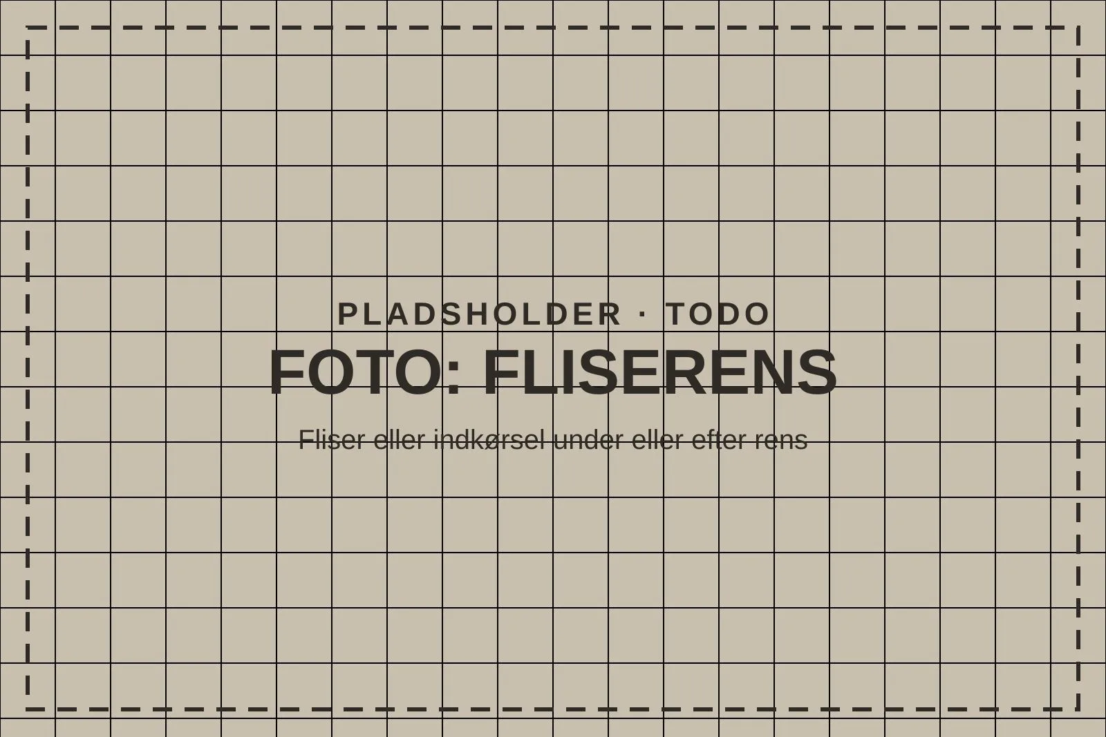 Fliseterrasse, hvor halvdelen er renset (pladsholder)